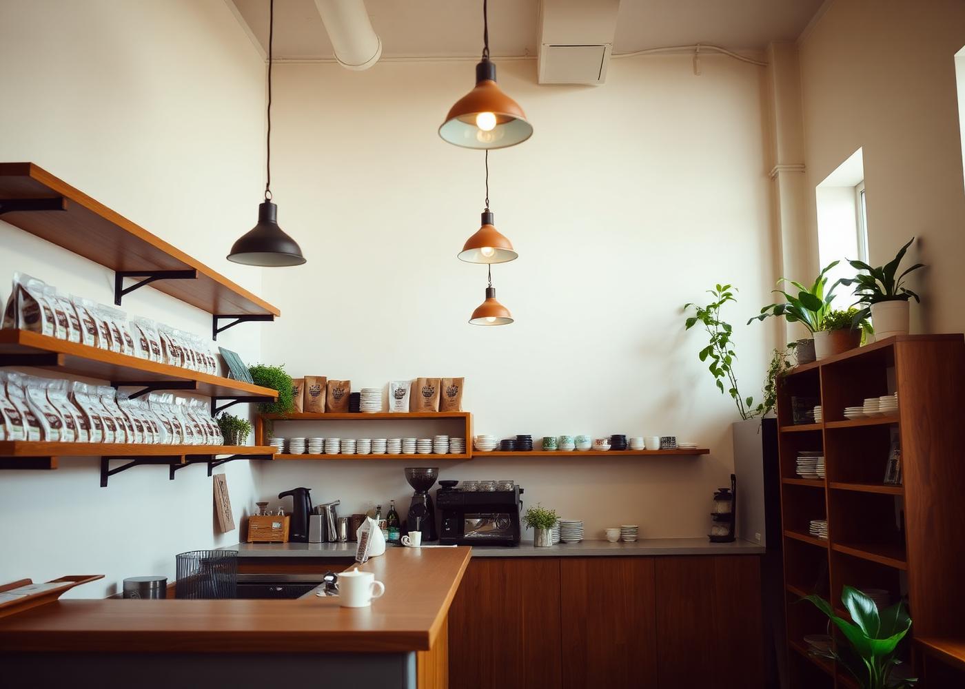 Mellow Spoon 咖啡店内的吧台与货架
